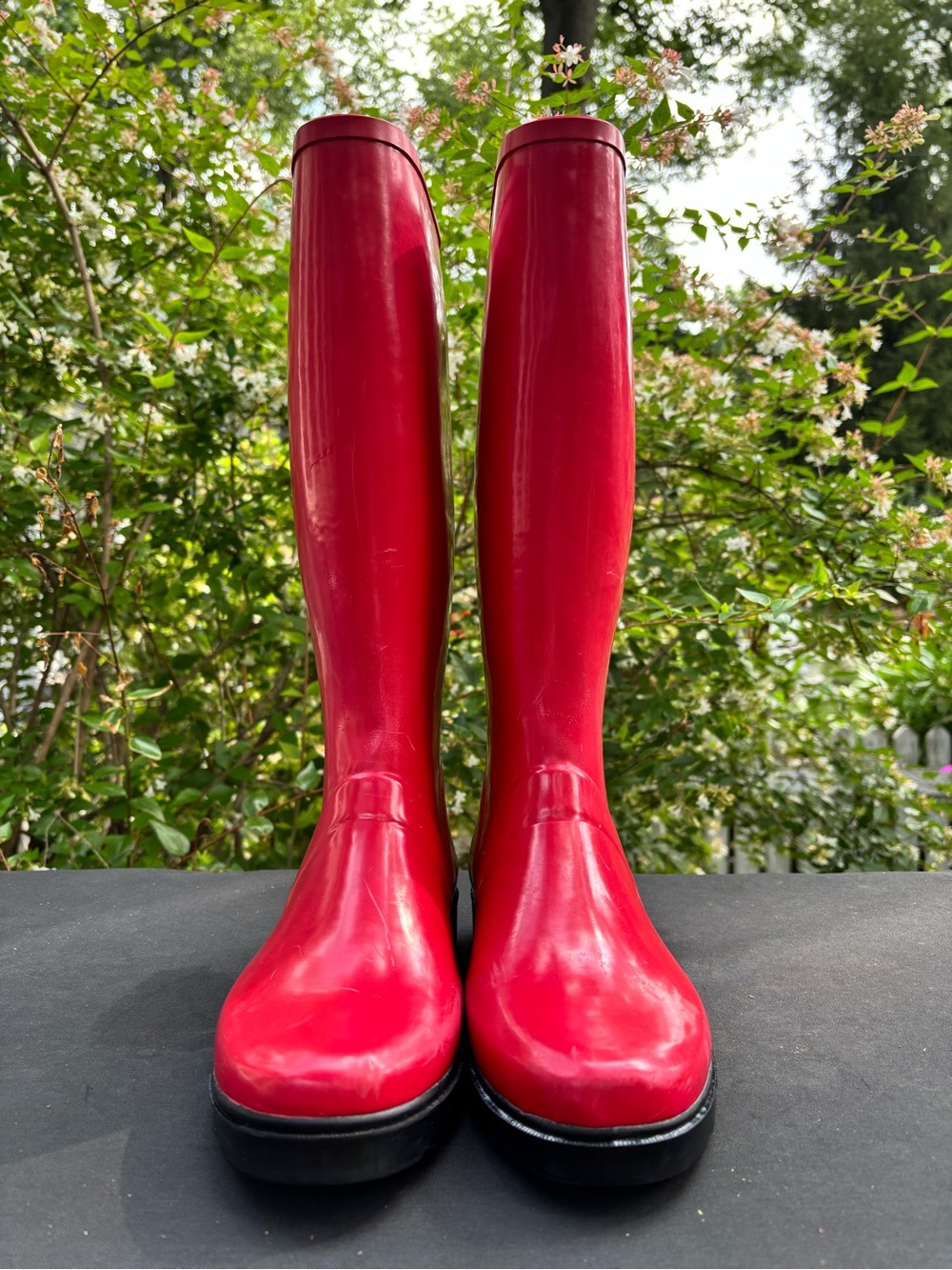 Polo by Ralph Lauren Red Women's Tall Rain Boots with Black Sole - Picture 4 of 10